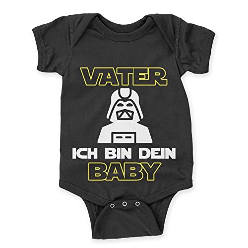 LIEBTASTISCH - Vater, ich bin dein Baby - Baby body kurzarm - Strampler - mit Druckknöpfen - Jungen & Mädchen - 100% Bio Baumwolle - Geschenk - Geschenkidee - Vatertag (Schwarz, 3-6 Monate) von LIEBTASTISCH