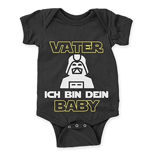 LIEBTASTISCH - Vater, ich bin dein Baby - Baby body kurzarm - Strampler - mit Druckknöpfen - Jungen & Mädchen - 100% Bio Baumwolle - Geschenk - Geschenkidee - Vatertag (Schwarz, 6-12 Monate) von LIEBTASTISCH