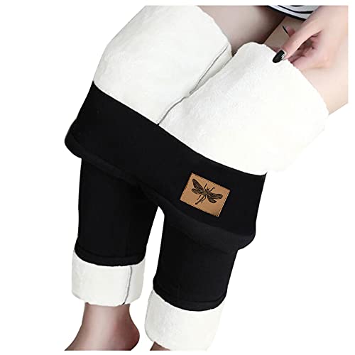 Damen Winter-Leggins Warm-Gefüttert-Thermo-Leggings High-Waist with-Fleece-Strumpfhose: Dicke Strumpfhosen Blickdicht Lang Haushose Pyjamahose Strumpfleggings Thermohose von LIEIKIC