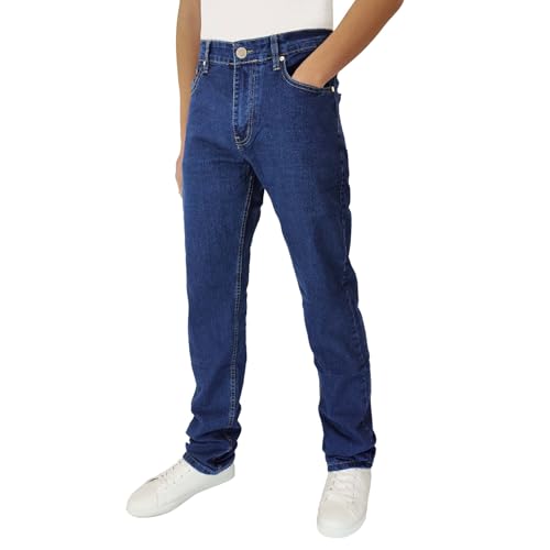 LIEMI Mastino Jeanshosen 5 Taschen Denim Normale Passform Hose Elastisch Gerades Bein Hohe Taille, Denim, 46W / 29L LIEMI Mastino Jeanshosen 5 Taschen Denim Normale Passform Hose Elastisch Gerades Bein Hohe Taille, Denim, 46W / 29L von LIEMI