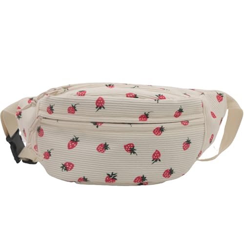 LIERWOI Süße Geldbörsen für Damen – Erdbeer-Kord-Geldbörse und Geldbörse – Kawaii-Umhängetasche, C-weiß, 7.87*7.09*3.94 inches von LIERWOI
