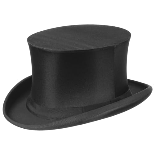 Chapeau Claque mit Klappmechanismus Damen Herren - schwarz - Größe 62 cm - hochwertiger Zylinder aus Kunstseide - Festhut mit eingefasstem Rand - Taftfutter und Lederfutterband - Made in Germany von LIERYS