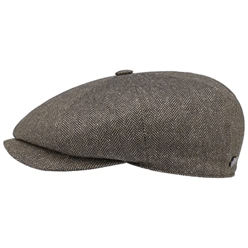 LIERYS 8 Panel Ipswich Flatcap Schirmmütze Baumwollcap Sommercap Seidencap Herren - Made in The EU mit Schirm, Futter, Futter Frühling-Sommer Herbst-Winter - L (58-59 cm) braun von LIERYS