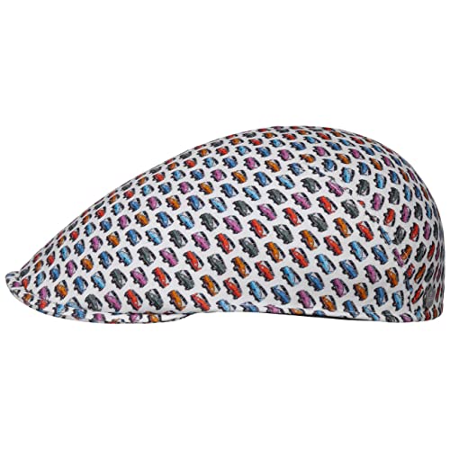 LIERYS Allover s Flatcap Weiß-Bunte Schirmmütze Trendige Cap mit Stretchfutterband Damen Herren Frühjahr Sommer weiß 60 cm von LIERYS