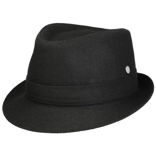 LIERYS Aneb Trilby mit Schurwolle Damen/Herren - Filzhut Made in Italy - Herrenhut mit Teflon-Beschichtung - Hut wasserabweisend - Fedora mit Baumwolle - Herbst/Winter schwarz M (56-57 cm) von LIERYS