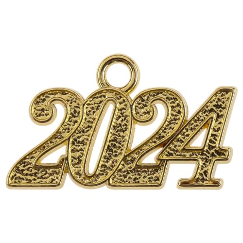 LIERYS Anhänger 2024 zum Dr. Hut Flexible - Vielseitig einsetzbar - Jahreszahl für den Doktorhut - Unisex - Alle Jahreszeiten Gold One Size von LIERYS