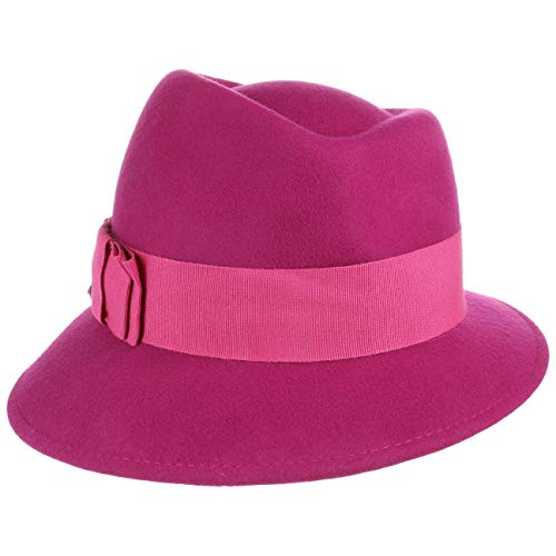 LIERYS Asym Damenhut mit Ripsband Wollfilzhut Hut Filzhut Damen - Made in Italy Frühling-Sommer Herbst-Winter - One Size Fuchsia von LIERYS