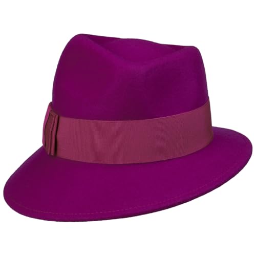 LIERYS Asym Damenhut mit Ripsband Wollfilzhut Hut Filzhut Damen - Made in Italy Frühling-Sommer Herbst-Winter - One Size Fuchsia von LIERYS