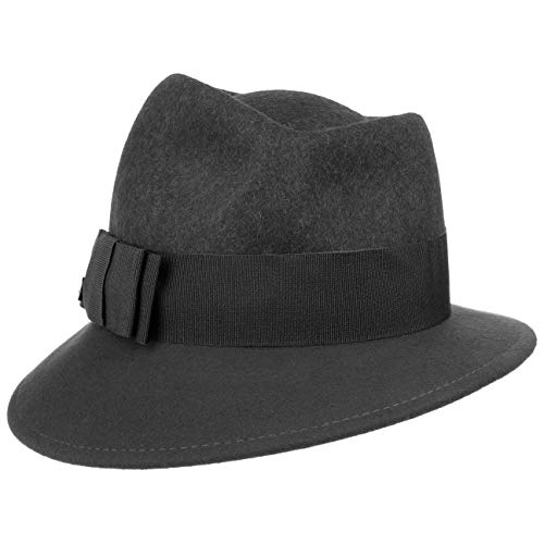 LIERYS Asym Twotone Wollfilzhut Trilby Damen Filzhut mit Schleife Made in Italy Herbst Winter anthrazit-schwarz One Size von LIERYS