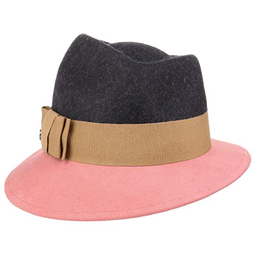 LIERYS Asym Twotone Wollfilzhut - Trilby-Stil - Damen-Filzhut mit Schleife - Einheitsgröße für Herbst/Winter - Made in Italy dunkelblau-Altrosa One Size LIERYS Asym Twotone Wollfilzhut - Trilby-Stil - Damen-Filzhut mit Schleife - Einheitsgröße für Herbst/Winter - Made in Italy dunkelblau-Altrosa One Size von LIERYS