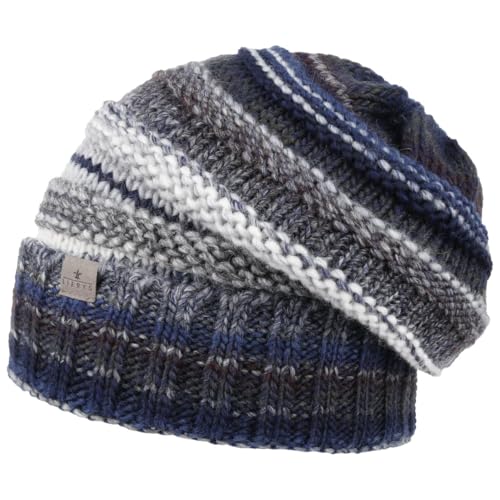 LIERYS Bernardo Oversize Umschlagmütze - Winter-Beanie mit Fleece - Schurwollgemisch Unisex - Herbst/Winter - Made in Germany dunkelblau One Size von LIERYS