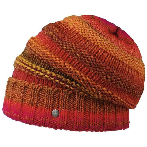 LIERYS Bernardo Oversize Umschlagmütze - Winter-Beanie mit Fleece - Schurwollgemisch Unisex - Herbst/Winter - Made in Germany pink-orange One Size von LIERYS