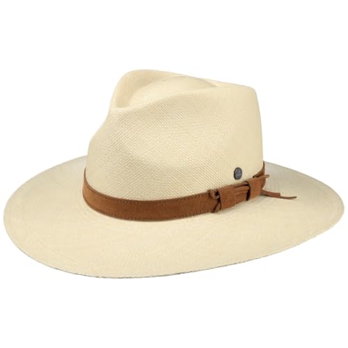 LIERYS Big Brim Panama Travellerhut Damen/Herren - Handgefertigter Strohhut aus Ecuador - 100% Panamastroh - Original Panamahut mit Garnitur aus Leder - Sonnenhut Frühjahr/Sommer Natur L (59-60 cm) von LIERYS