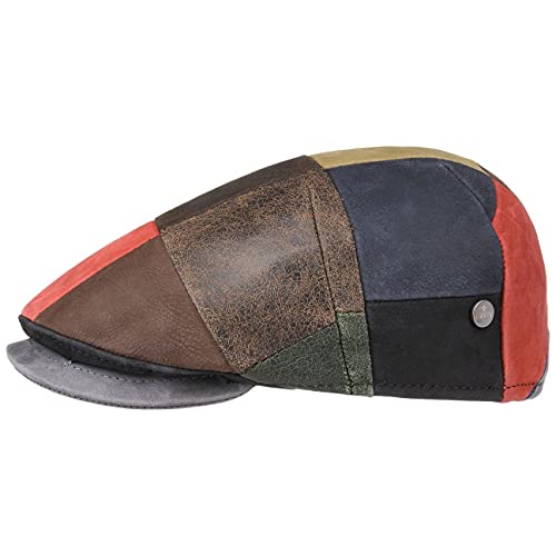 LIERYS Capri Bic Leder Flatcap - Patchwork-Design - Exquisite Ledercap - Made in Italy - Herren - Alle Jahreszeiten bunt 60 cm von LIERYS