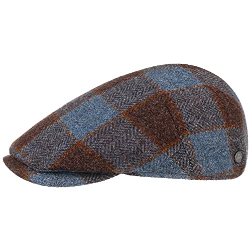 LIERYS Capri Check Virgin Wool Flatcap - Karomuster Schirmmütze - Herbst/Winter Wollcap Herren - Made in Italy braun-blau 58 cm von LIERYS