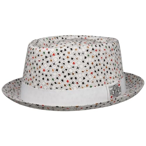 LIERYS Cards Pork Pie Stoffhut - Porkpie-Hut - Trendiger Look - Made in Italy - Unisex Frühling/Sommer weiß XL (60-61 cm) von LIERYS