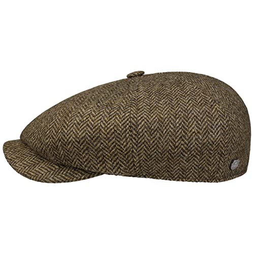 LIERYS Carlsen Wool Herringbone Flatcap Klassische Form Herren Fischgratmuster Made in EU Herbst Winter beige-braun 63 cm von LIERYS