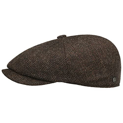LIERYS Carlsen Wool Herringbone Flatcap Klassische Form Herren Fischgratmuster Made in EU Herbst Winter braun 61 cm von LIERYS