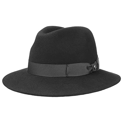 LIERYS Chicago II Wollfilz Travellerhut Herren - Filzhut Made in Italy - Regenhut mit Ripsband - Herrenhut Packable und Wasserabweisend - Hut Sommer/Winter schwarz XL (60-61 cm) von LIERYS