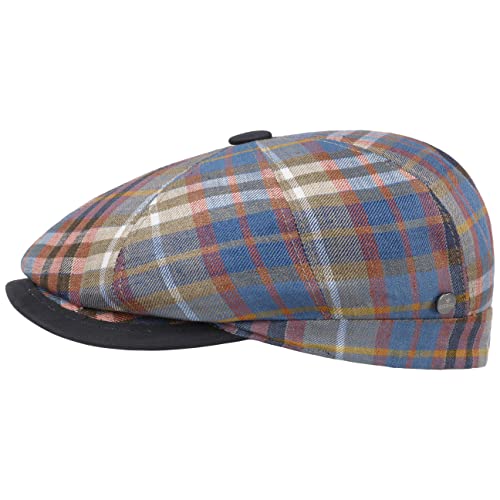 LIERYS City Big Leather Piping Flatcap - Bunte Kappe - Karocap Herren - Schirmmütze - Made in Italy - Frühjahr/Sommer bunt 60 cm von LIERYS