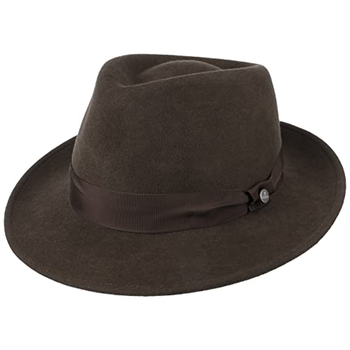 LIERYS City Filzhut - Wollfilzhut Damen/Herren - Hut aus Filz (Wollfilz) - Herrenhut wasserabweisend - Wollhut Packable - Bogarthut Sommer/Winter - Fedora Dunkelbraun M (56-57 cm) von LIERYS