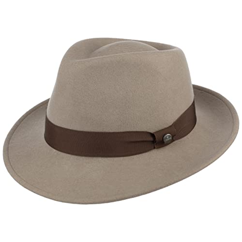 LIERYS City Filzhut - Wollfilzhut Damen/Herren - Hut aus Filz (Wollfilz) - Herrenhut wasserabweisend - Wollhut Packable - Bogarthut Sommer/Winter - Fedora beige S (54-55 cm) von LIERYS