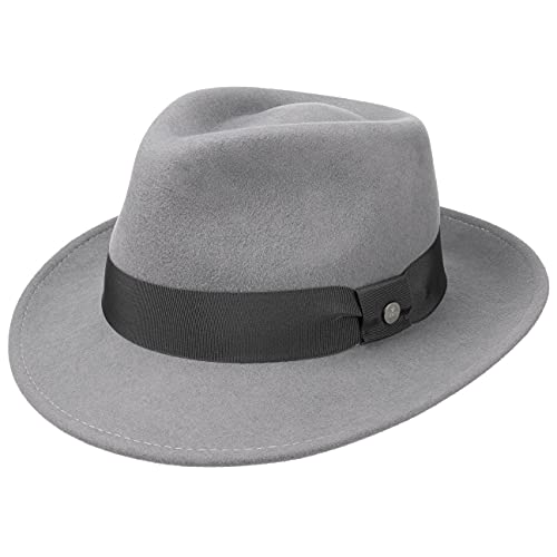 LIERYS City Filzhut - Wollfilzhut Damen/Herren - Hut aus Filz (Wollfilz) - Herrenhut wasserabweisend - Wollhut Packable - Bogarthut Sommer/Winter - Fedora grau M (56-57 cm) von LIERYS