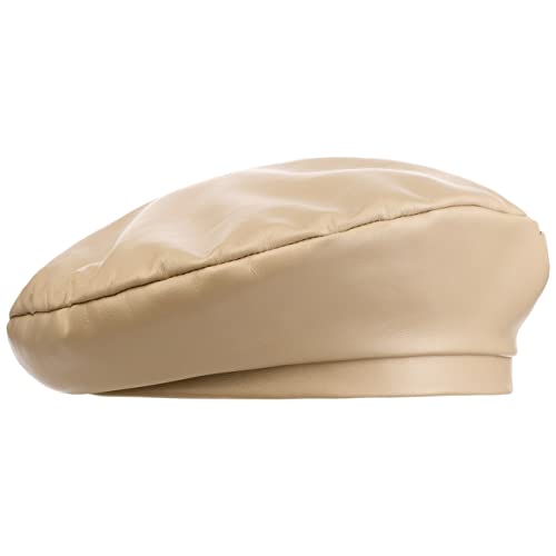 LIERYS Classic Leder Damenbaske - Elegante Form - Schafsleder-Baskenmütze mit Viskosefutter - Damen - Made in Italy beige One Size von LIERYS