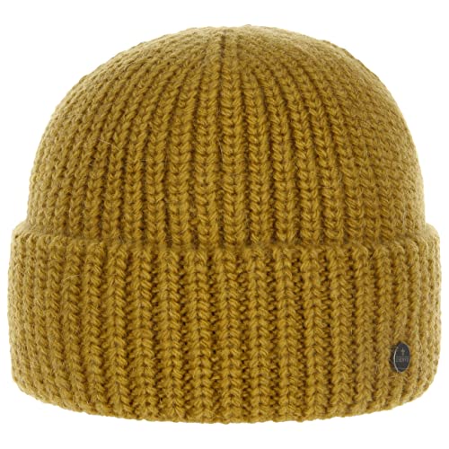 LIERYS Classic Umschlagmütze Damen Herren Made in Germany Mit Schurwolle Alpakawolle Waschbar Herbst Winter senf One Size von LIERYS