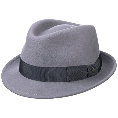 LIERYS Classic Wool Trilby Damen/Herren - Hut aus Wollfilz - Outdoorhut wasserabweisend - Regenhut Packable (knautschbar) - Filzhut Fedora Sommer/Winter grau L (58-59 cm) von LIERYS