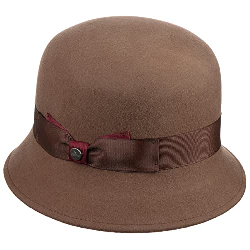 LIERYS Glockenhut Damen Made in Italy Filzhut 100% Wolle Handmade Ripsband Schleife Herbst Winter braun M (57-58 cm) von LIERYS
