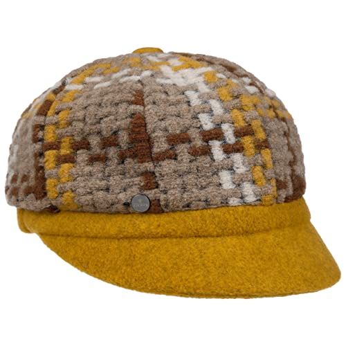 LIERYS Convita Ballonmütze Schirmmütze Damencap Karocap Newsboy-Mütze Damen - Made in Italy mit Schirm, Futter Herbst-Winter - One Size senf von LIERYS