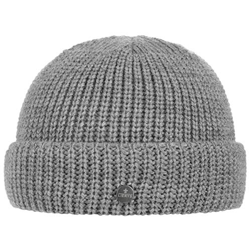 LIERYS Costa Dockermütze Herren Wintermütze aus Schurwolle Made in Germany Strickmütze mit Umschlag Dockercap Herbst Winter grau One Size von LIERYS