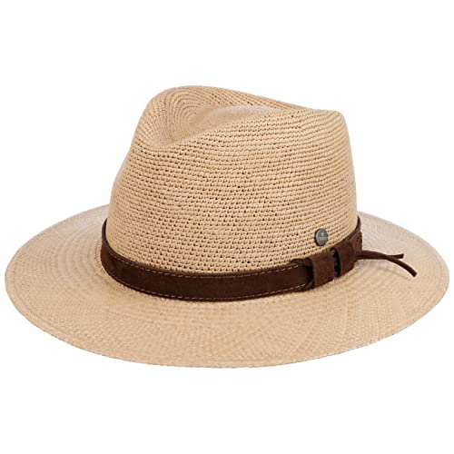 LIERYS Crochet Crown Panamahut - Traveller-Stil - Sommerhut Strohhut mit UV-Schutz 50+ für Damen und Herren - Frühjahr/Sommer - Made in Ecuador beige S (55-56 cm) von LIERYS