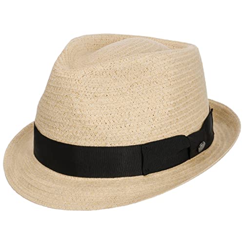 LIERYS Cupertino Toyo Trilby Strohhut Sommerhut Sonnenhut Strandhut Strohtrilby Herren - mit Futter, Ripsband, Ripsband Frühling-Sommer - L (58-59 cm) Natur von LIERYS