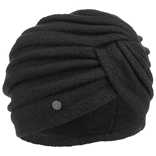 LIERYS Damenturban mit Futter Damen One Size (ca. 55-60 cm) - Made in EU - Turban aus 100% Wolle - Wärmeisolierend Dank Fleecefutter - Unifarben - Mütze Herbst/Winter schwarz One Size von LIERYS