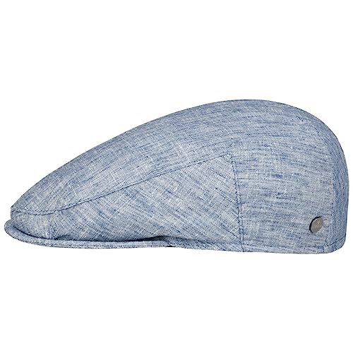LIERYS Denim Mix Flatcap Schirmmütze Schiebermütze mit Leinenmix Herren Frühjahr Sommer Cap Melange-Optik hellblau 58 cm von LIERYS