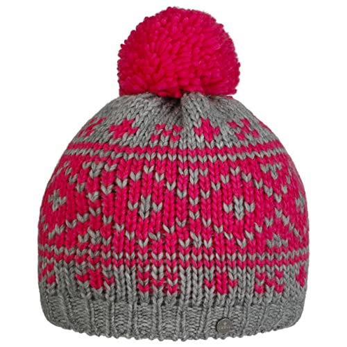 LIERYS Eyecatcher Bommelmütze Beanie Norwegermuster Made in Germany Unisex Hochwertiger Materialmix Herbst Winter neonpink One Size von LIERYS