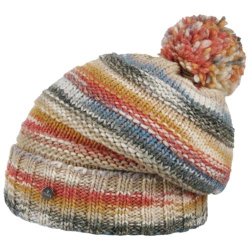 LIERYS Fauske Bommelmütze Damen Herren Pudelmütze mit Schurwolle Made in Germany Gestrickt Oversize Wollmütze Herbst Winter Hellbeige One Size von LIERYS