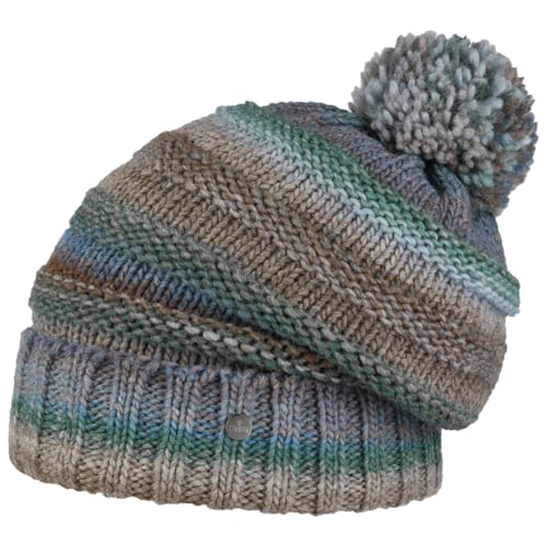 LIERYS Fauske Bommelmütze Damen Herren Pudelmütze mit Schurwolle Made in Germany Gestrickt Oversize Wollmütze Herbst Winter Taupe One Size von LIERYS