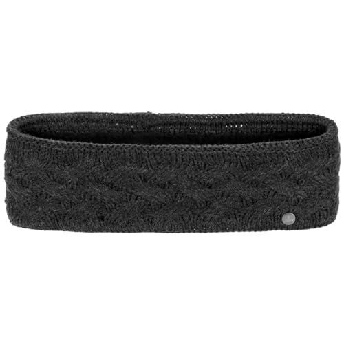 LIERYS Fauske Stirnband Damen mit Schurwolle 55-60 cm - Made in Germany - 10,5 cm breit - Innenfutter aus Fleece - Headband mit geflochtenem Strickmuster - Herbst/Winter anthrazit One Size von LIERYS