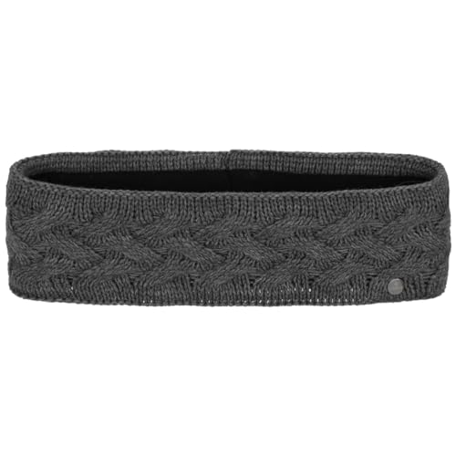 LIERYS Fauske Stirnband Damen mit Schurwolle 55-60 cm - Made in Germany - 10,5 cm breit - Innenfutter aus Fleece - Headband mit geflochtenem Strickmuster - Herbst/Winter grau One Size von LIERYS