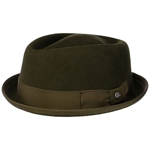 LIERYS Fedora Pork Pie Filzhut Hut Wollfilzhut Wollhut Filzhüte Herrenhut (L (58-59 cm) - Oliv) von LIERYS