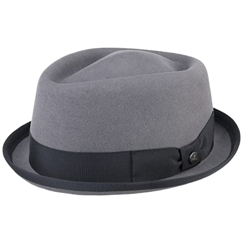 LIERYS Fedora Pork Pie Filzhut Hut Wollfilzhut Wollhut Filzhüte Herrenhut (M (56-57 cm) - grau) von LIERYS