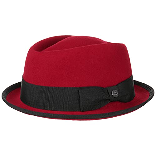 LIERYS Fedora Pork Pie aus Wollfilz Damen/Herren - Porkpie Hut Wasserabweisend & Knautschbar - Filzhut Sommer/Winter - Herrenhut rot XL (60-61 cm) von LIERYS