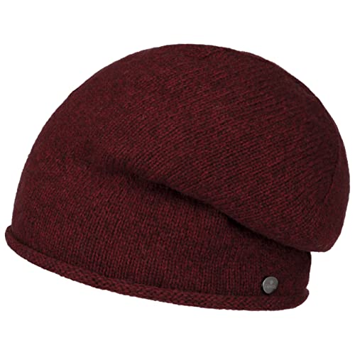 LIERYS Feinstrick Beanie mit Rollrand - Einfarbige Strickmütze Herren - Made in Germany - Hoher Wollanteil - Einheitsgröße - Herrenmütze Herbst/Winter Bordeaux One Size von LIERYS