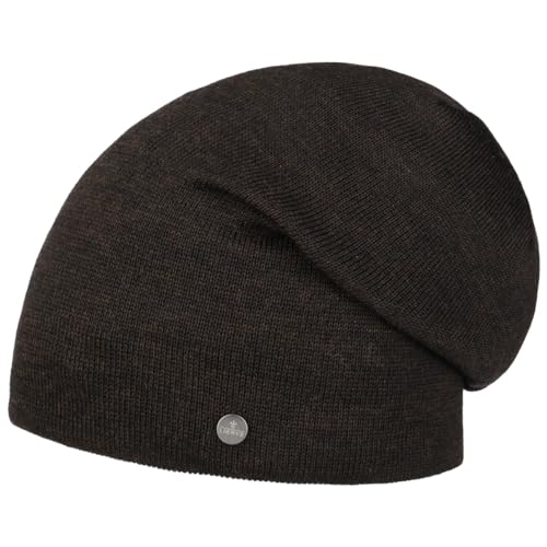 LIERYS Fine Merino Long Beanie Herren/Damen/Kinder (Länge: 30 cm) - Made in Germany - Strickmütze aus Merinowolle - Wintermütze in One Size (54-61 cm) - Herrenmütze Herbst/Winter Dunkelbraun One Size von LIERYS