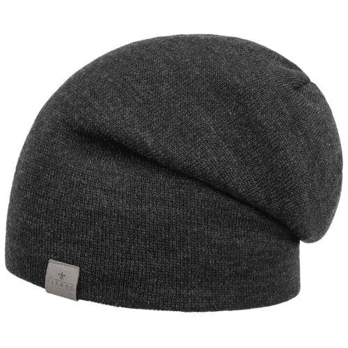 LIERYS Fine Merino Long Beanie Strickmütze Herren Damen Kinder Made in Germany Herbst Winter anthrazit One Size von LIERYS