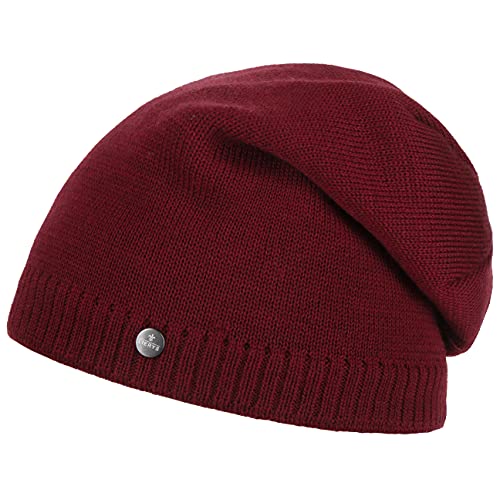 LIERYS Fine Merino Oversize Beanie Herren - Strickmütze gefüttert in Einheitsgröße - 100% Merinowolle - Made in Germany - Mütze mit Baumwollfutter - Herrenmütze Herbst/Winter Bordeaux One Size von LIERYS