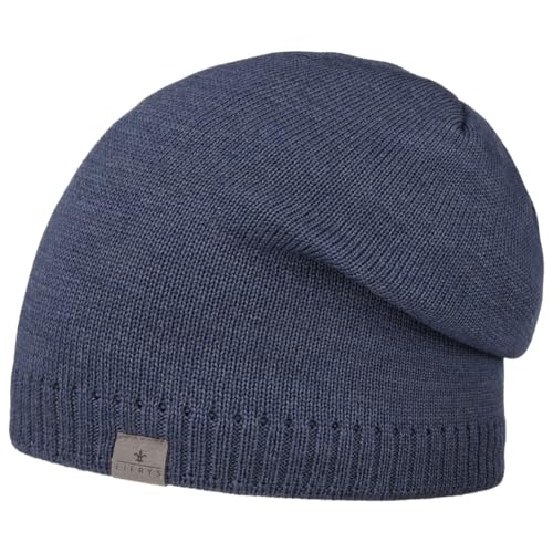 LIERYS Fine Merino Oversize Beanie Herren - Strickmütze gefüttert in Einheitsgröße - 100% Merinowolle - Made in Germany - Mütze mit Baumwollfutter - Herrenmütze Herbst/Winter Denim One Size von LIERYS